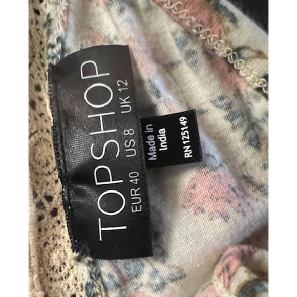 TOPSHOP Neutral Floral Crochet Lace B-Neck Low Back Mini Dress Woman’s Size 8 - Picture 7 of 7